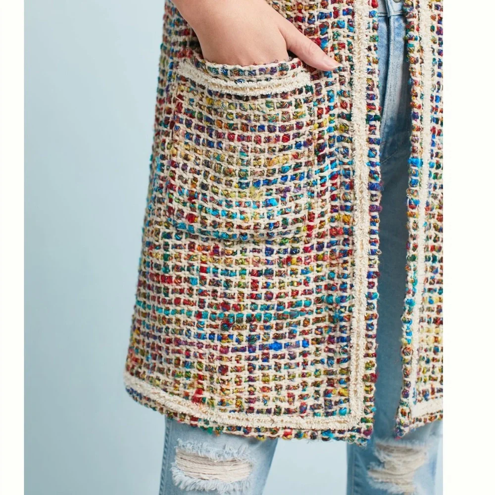 Anthropologie ett:twa Berwyn Tweed Jacket Multicolor Textured Coat - Picture 5 of 8